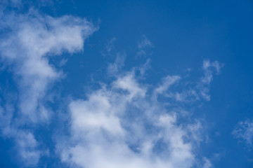 Tiny clouds against blue sky.