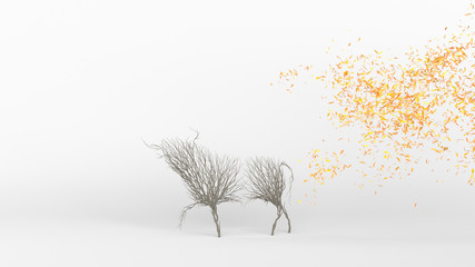 Growing Tree in a shape of a bull. Eco Concept. 3D rendering.