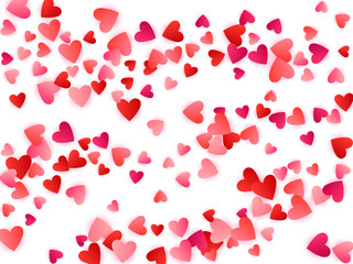 Red flying hearts bright love passion vector background.