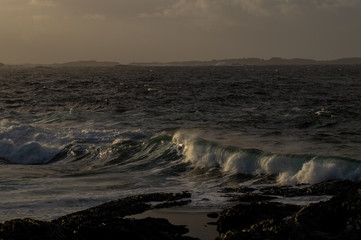 Waves hitting shores from winter storm