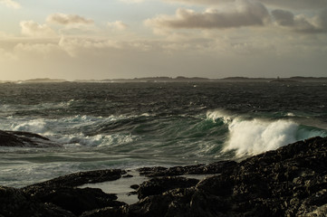 Fototapeta na wymiar Waves hitting shores from winter storm