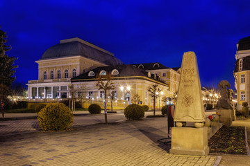 Great Czech spa town Františkovy Lázně (Franzensbad) at evening - Czech Republic