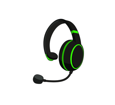 Customer service or gamer headset. Headphone with microphone. Vector graphic illustration. Isolated