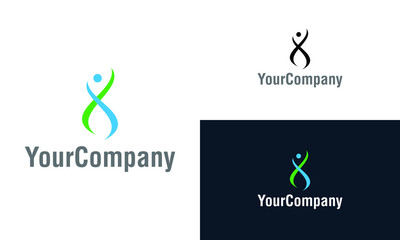 Human character and DNA logo. Health care logo icon design template elements. Vector logo template for company.