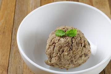 Homemade Chicken Liver Pate in white bowl