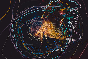 Abstract geometric pattern created by colored light