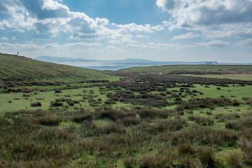 Fototapeta na wymiar The Sheeffry Hills from the Fields of Clare Island, County Mayo