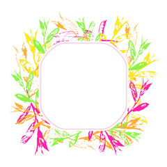 Square floral frame isolated on white background