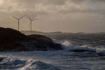 Waves hitting shores after winter storm