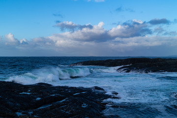 Waves hitting shores after storm on the west coast of Norway