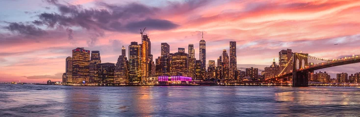 new york city skyline travel destination at dramatic sunset over manhatten © TimebirdArt