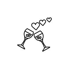 champagne line icon. Elements of valentines day illustration icons. Signs, symbols can be used for web, logo, mobile app, UI, UX