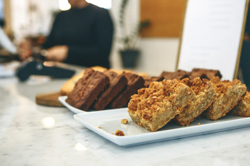 Closeup of fresh baked cookies in a cafe or shop.