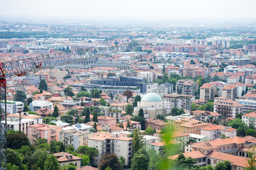 Fototapeta na wymiar View of Lombardy valley from Bergamo, Italy
