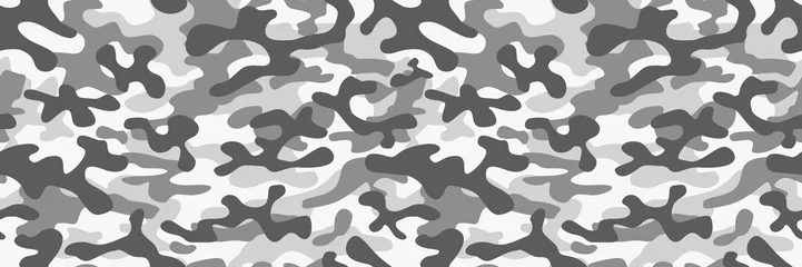 Foto op Canvas camouflage militaire textuur achtergrond soldaat herhaald naadloos wit grijs zwart zwart-wit afdrukken © Natallia