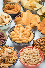 Salty snacks served as party food