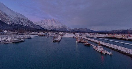 Iced up harbor in Alaska 