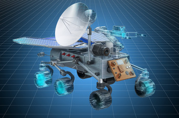 Visualization 3d cad model of planetary rover, engineering concept. 3D rendering