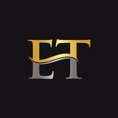Fototapeta premium Initial ET Letter Linked Logo Business Vector Template. Gold And Silver letter ET Logo Design