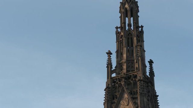 The architecture of old Prague. Old gothic tower.