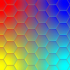 Hexagon pattern background illutration with vibrant rainbow colors.