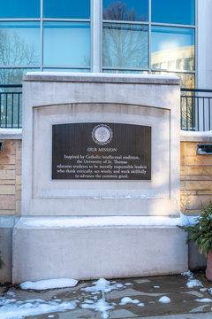 Campus Motto And Engraving At The University Of St. Thomas Campus