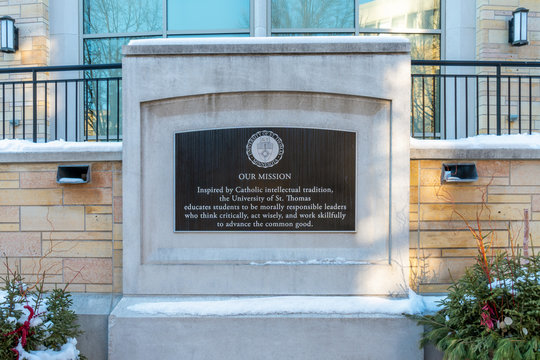 Campus Motto And Engraving At The University Of St. Thomas Campus