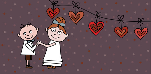 Illustration von Hochzeitspaar sehr verliebt