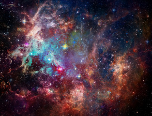 Fototapeta na wymiar Big Babies in the Rosette Nebula. Vivid space