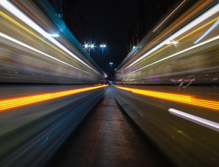 Fototapeta na wymiar Transport at night with motion blur