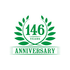 146 years logo design template. One hundred forty sixth anniversary vector and illustration.
