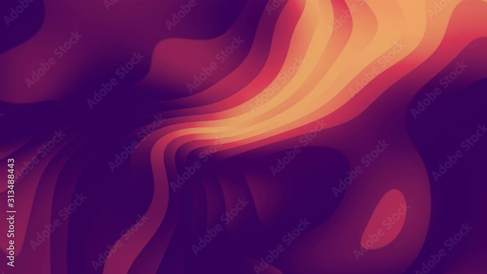 Poster Colored wave flow background template. 3d loop animation. 4K, UHD