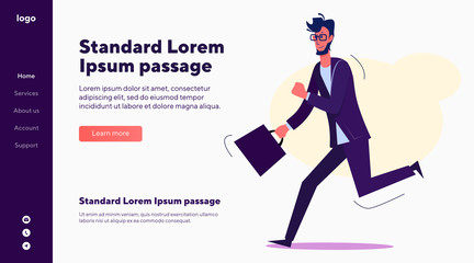 Smiling business man running