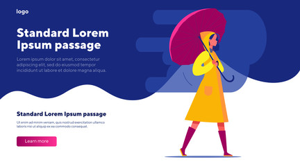 Woman in raincoat holding umbrella