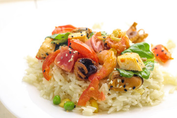 Tasty poke food , close up