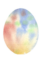 Multi-colored egg for a light Easter holiday. Watercolor hand drawn illustration