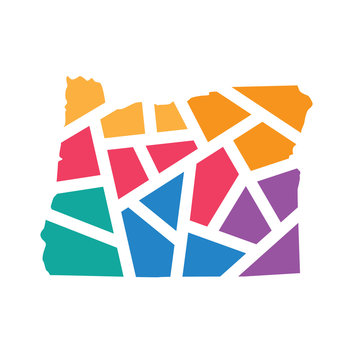 recommend clip art: colorful geometric Oregon map- vector illustration