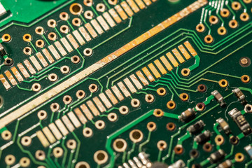 electronic computer board, microchip close up