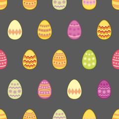 Tile vector pattern with easter eggs on black background