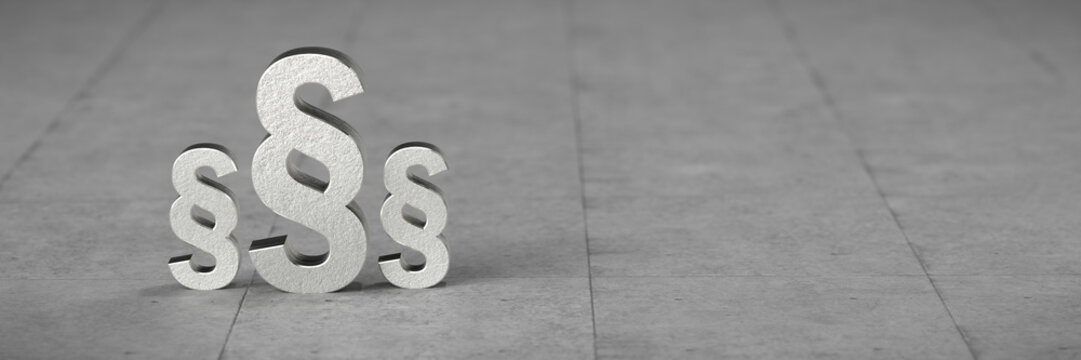 Paragraph symbols on concrete floor - 3D rendered illustration