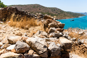 Fototapeta na wymiar Former leprosy Spinalonga fortress, Crete, Greece