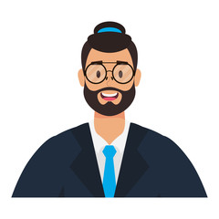 young man with beard and hat character