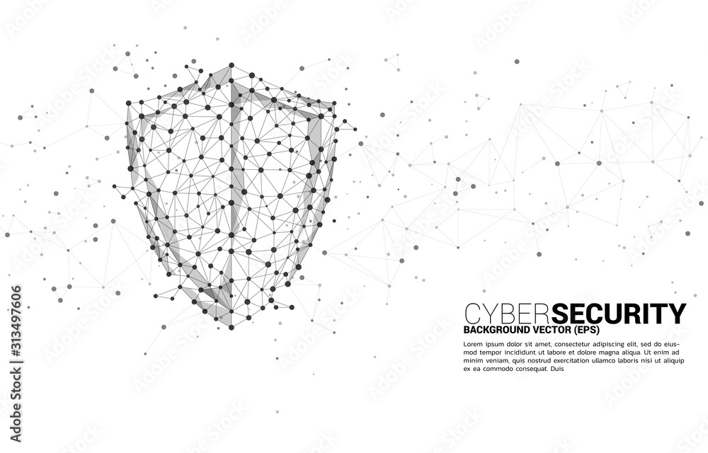 Poster Protection shield icon from dot connect line polygon network. concept of guard security and safety