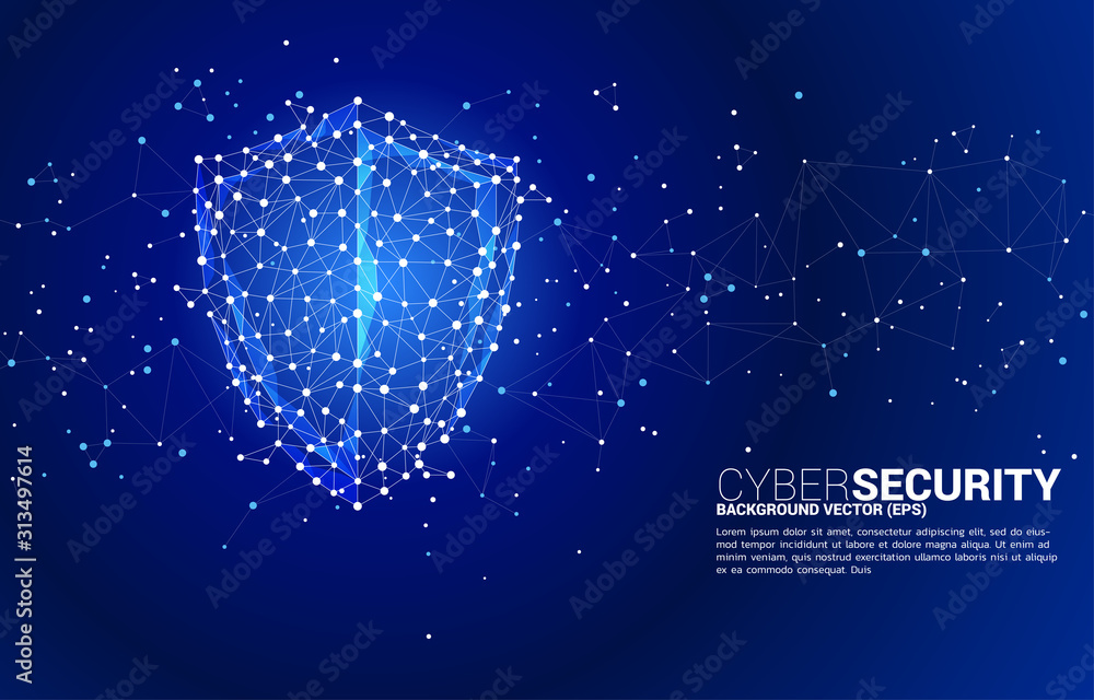 Poster Protection shield icon from dot connect line polygon network. concept of guard security and safety