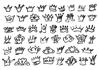 Set von 48 Kronen Icons handgezeichnet