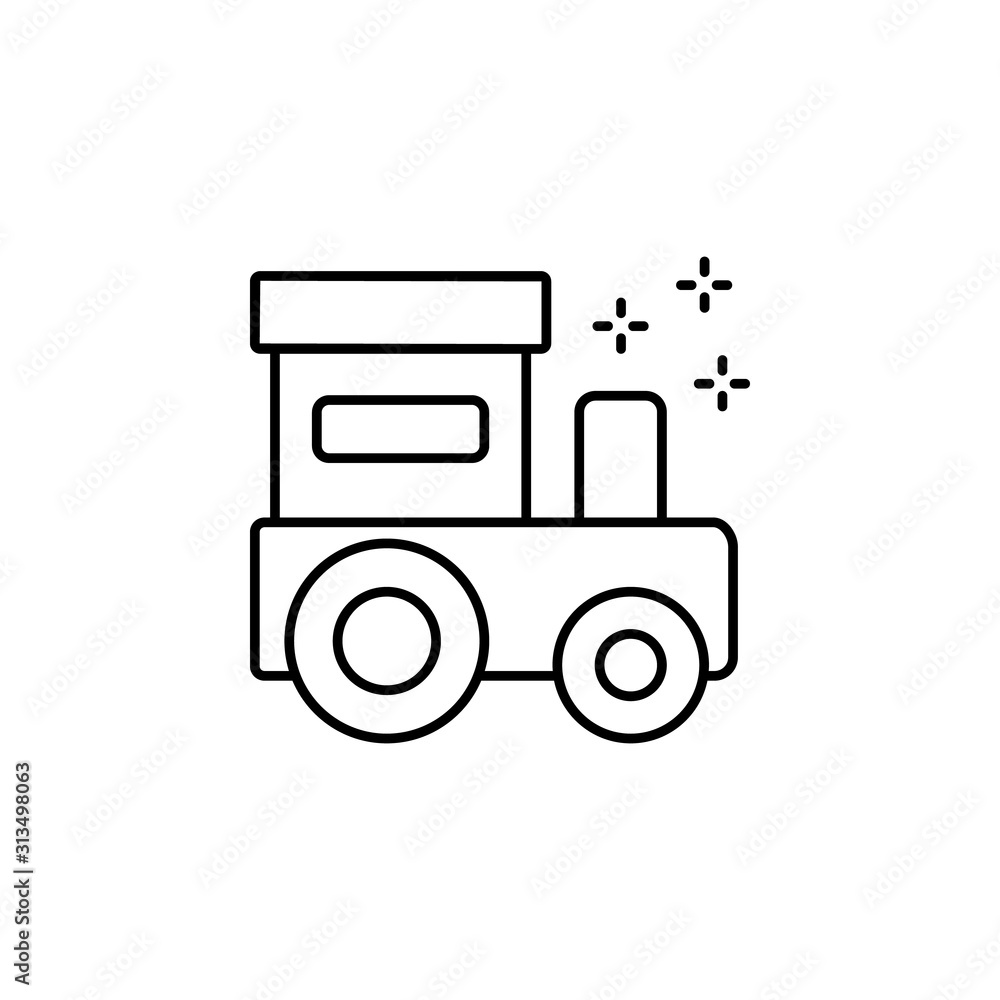 Poster toy, train icon. simple line, outline vector of new year icons for ui and ux, website or mobile appl