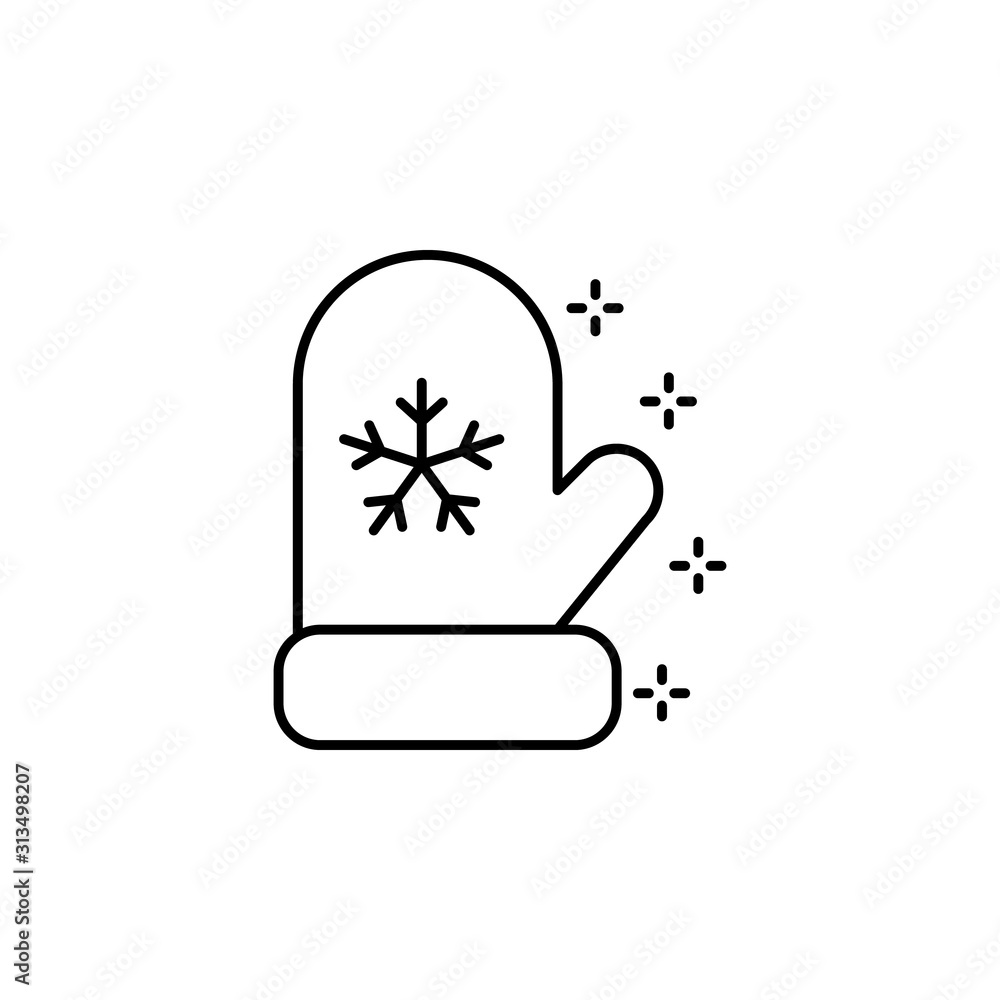 Poster snowflake, mitten icon. simple line, outline vector of new year icons for ui and ux, website or mobi