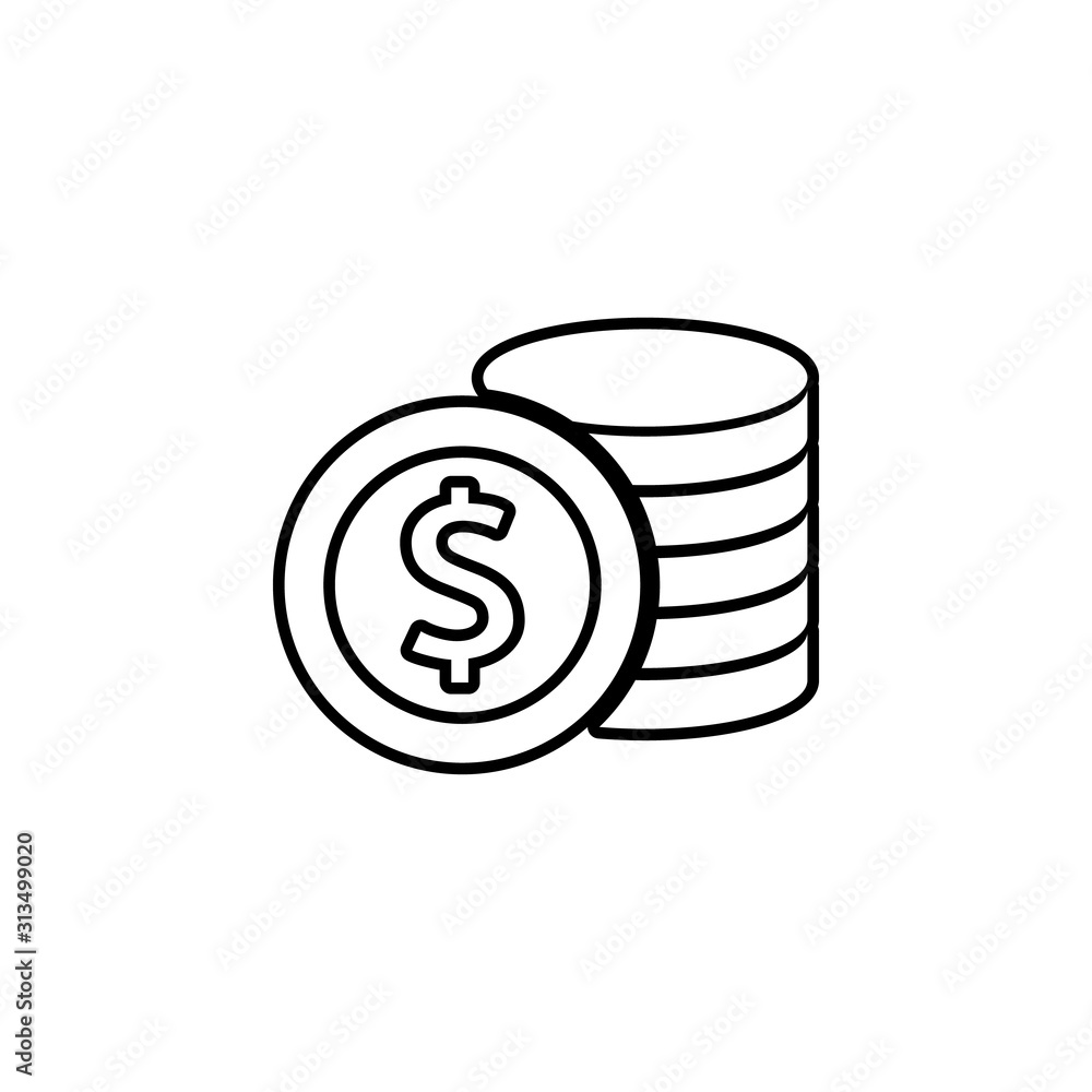 Aufkleber dollar coins icon. simple thin line, outline vector of banking icons for ui and ux, website or mobil