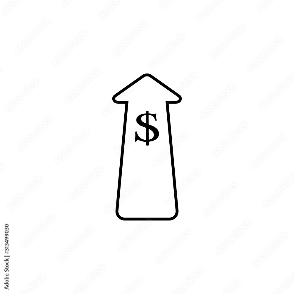 Poster money in arrow icon. simple thin line, outline vector of banking icons for ui and ux, website or mob