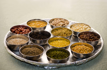 Indian Foods on the table. The typical food idea of India is curry with so much spices.